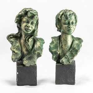 Luigi Paoletti Vintage Terracotta Bust Sculptures – Handmade Italian Art Pair
